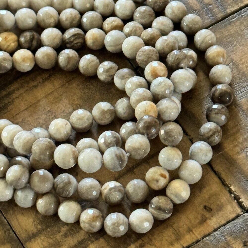 Silver Leaf Jasper Bead Strand - 8mm